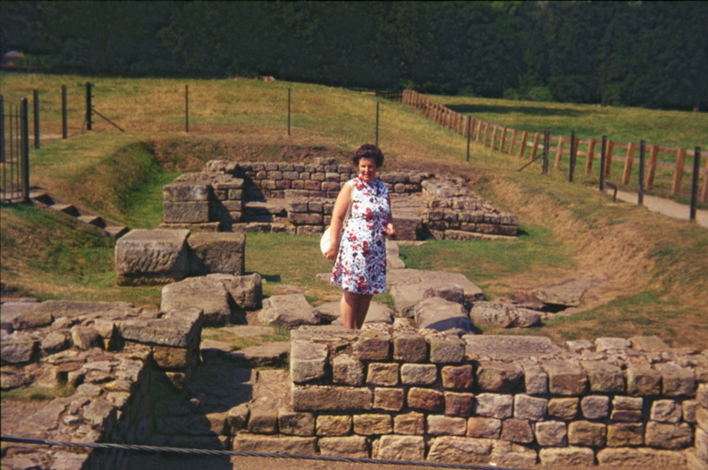 Joan at Roman Fort Chesters Northumberland Aug 1976.jpg
